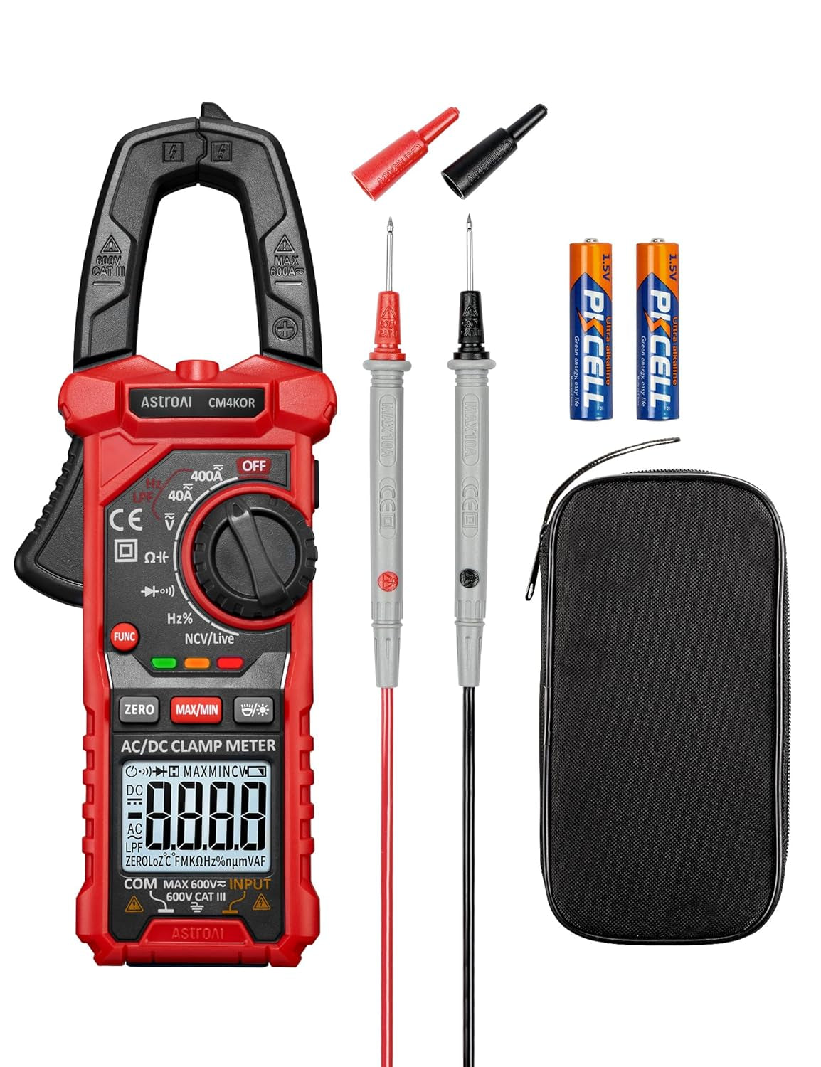 Digital Clamp Meter Multimeter 2000 Counts Amp Voltage Tester Auto-Ranging with AC/DC Voltage, AC Current, Resistance, Capacitance, Continuity, Live Wire Test, NCV, Blue