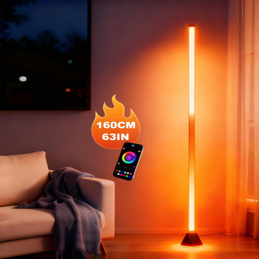 Smart RGB LED Corner Floor Lamp 160CM Bright Standing Lamp for Living Room with APP and Remote,Modern Floor Lamp with Music Sync