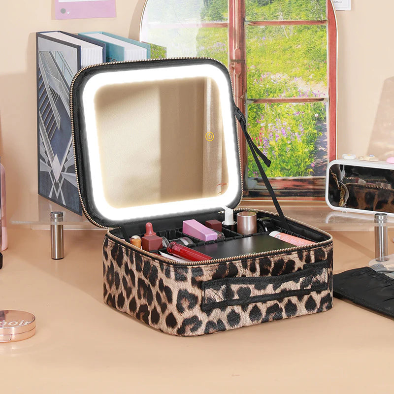 Illuminated Makeup Case – Reflective LED Beauty Organizer for Luxe Glamour