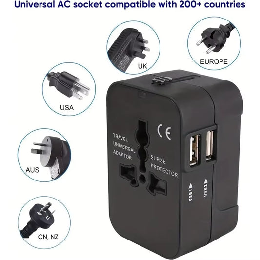 Dual USB Ports Universal Travel Adapter UK to EU Plug Adapter Wall Charger AC Power Converter World for USA EU UK AUS