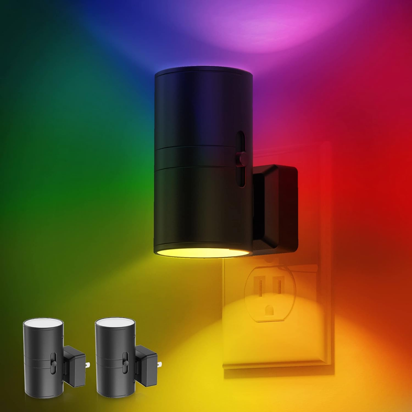Night Light Plug In, Modern Night Lights Plug into Wall, Dusk to Dawn Sensor, Soft White 3000K, 0-100LM Adjustable Brightness, Dimmable Night Lights for Hallway Bedroom Stairway, 2 Pack