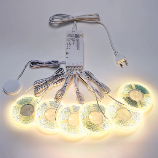 Touch‑Sensor Wood COB LED Strip — Parallel Kitchen Backlight