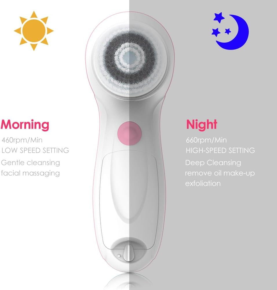 3-in-1 Facial Cleansing Brush Set w/ Travel Case – Dual-Speed, 3 Heads (Water-Resistant)