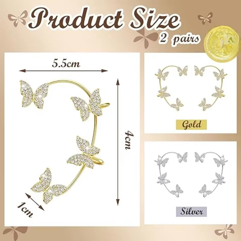 🦋 Luxury Butterfly Clip Earrings – No Piercing Needed