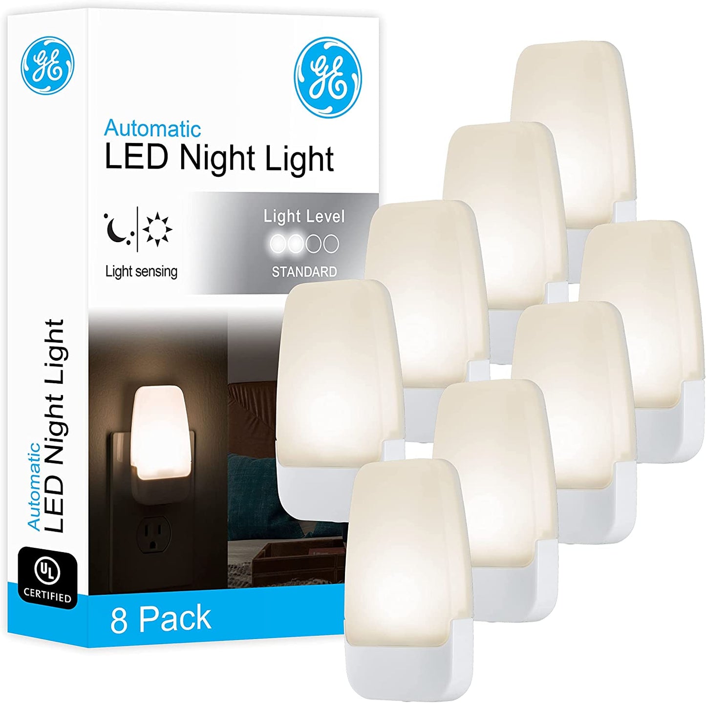 LED Night Light, Plug-In, Dusk to Dawn Sensor, Warm White, Ambient Lighting, Ideal Kids Adults Nightlight for Bedroom, Bathroom, Nursery, Hallway, Kitchen, 30966, 2 Pack