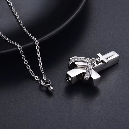  Dual Cross Faith Pendant – Unisex Stainless Steel Memorial Necklace