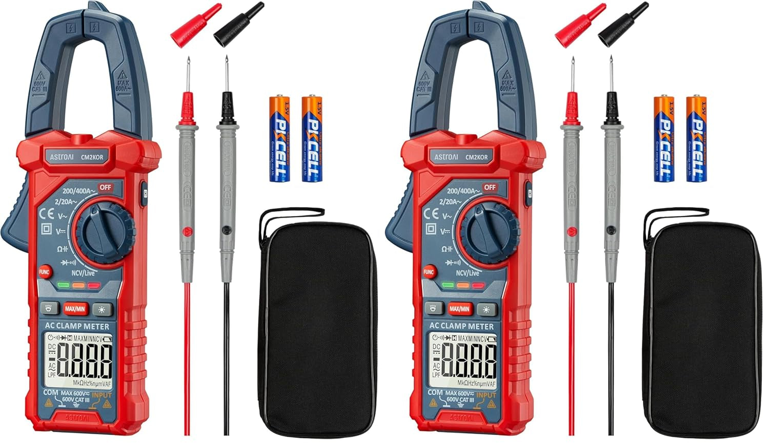 Digital Clamp Meter Multimeter 2000 Counts Amp Voltage Tester Auto-Ranging with AC/DC Voltage, AC Current, Resistance, Capacitance, Continuity, Live Wire Test, NCV, Blue