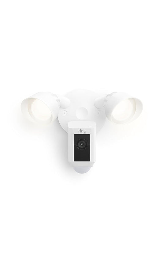 Floodlight Cam Wired plus (Newest Model), Outdoor Home or Business Security with Motion-Activated 1080P HD Video and Floodlights, White