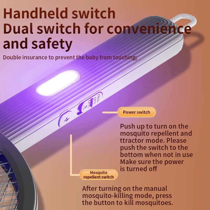 Foldable 3-in-1 Electric Mosquito Slayer — Swatter • UV Anti-Mosquito Lamp • Wall-Mounted Rechargeable Guardian