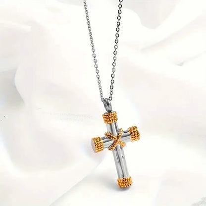 Eternal Grace Cross Pendant – Stainless Steel Memorial Ashes Necklace