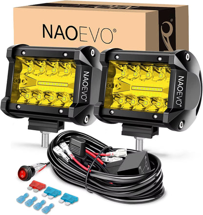 4 Inch 2Pcs LED Pod Lights Spot Flood Combo LED Fog Driving 4X4 off Road Lights Work Lights for Truck Boat ATV UTV Jeep