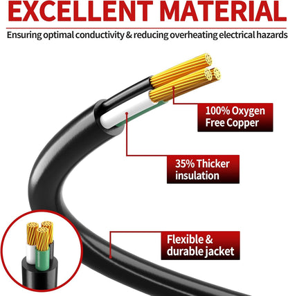 16/3 25 FT Outdoor Extension Cord Waterproof, Weatherproof & Flame Retardant Black 3 Prong Power Cord outside for Lawn & Garden, 13 Amps 1625 Watts 125 VAC 16AWG SJTW, ETL Listed