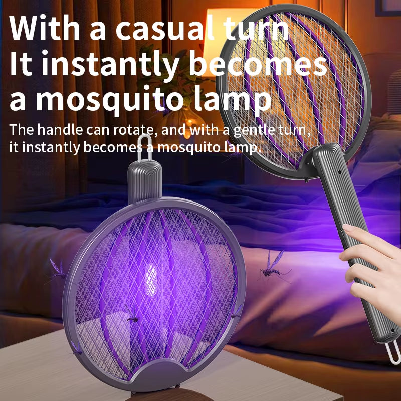 Foldable 3-in-1 Electric Mosquito Slayer — Swatter • UV Anti-Mosquito Lamp • Wall-Mounted Rechargeable Guardian
