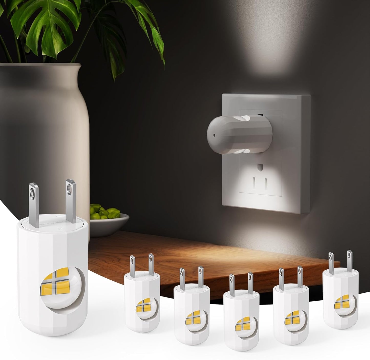 6-Pack LED Night Light Plug-In Wall Outlet Light, Soft White 3000K,Dusk to Dawn Nightlight,Ambient Lighting,Nightlight for Bedroom, Bathroom, Nursery, Hallway, Kitchen