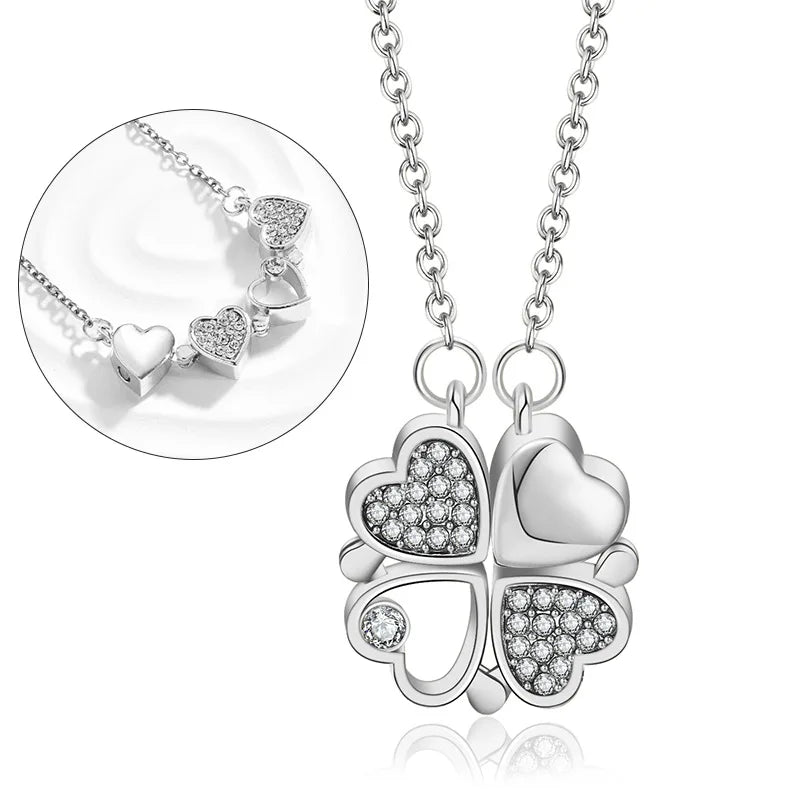 💞 316L Stainless Steel Love Magnetic Clover Necklace – Elegant Bond Jewelry
