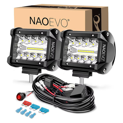 4 Inch 2Pcs LED Pod Lights Spot Flood Combo LED Fog Driving 4X4 off Road Lights Work Lights for Truck Boat ATV UTV Jeep