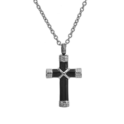 Eternal Grace Cross Pendant – Stainless Steel Memorial Ashes Necklace