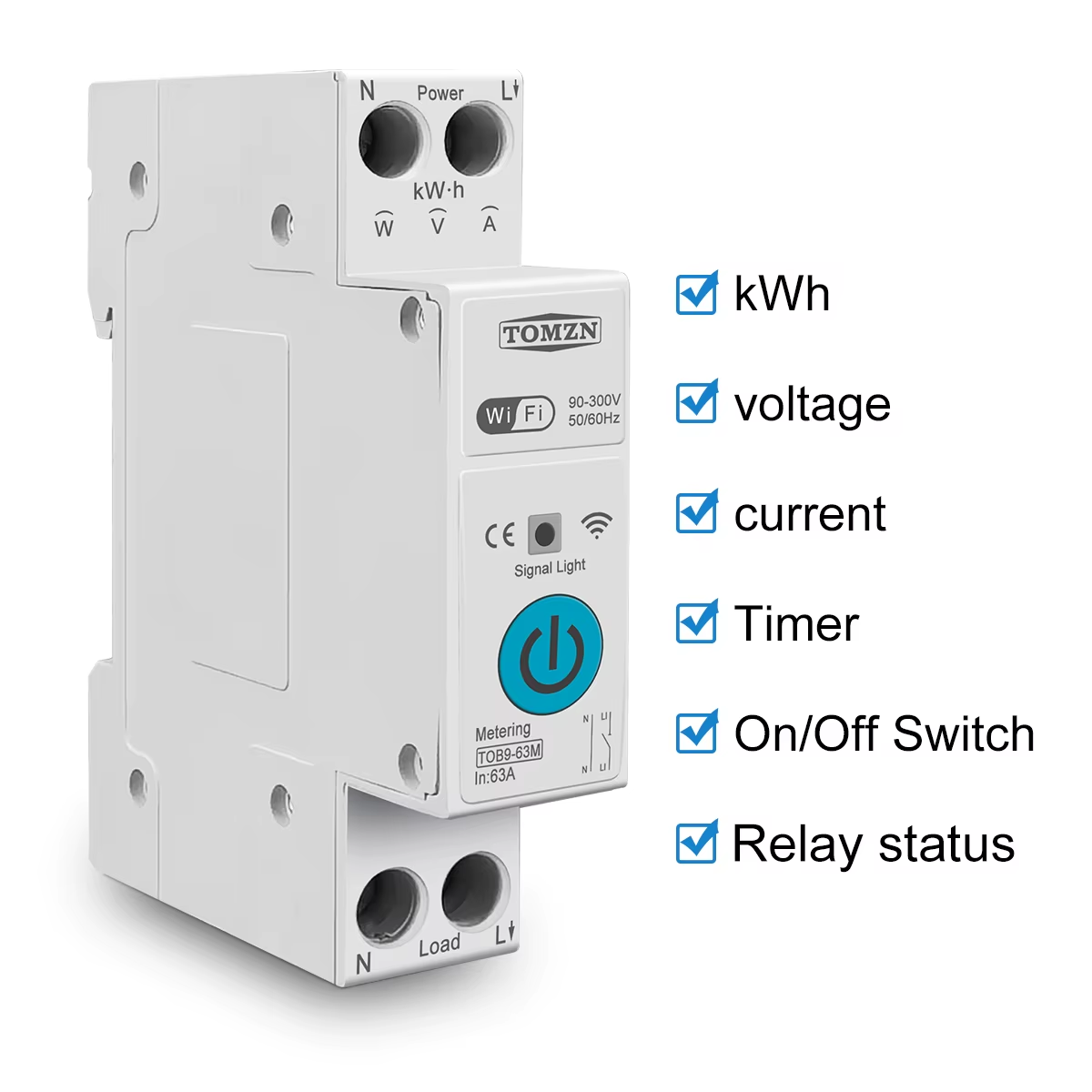 63A WiFi Smart Energy Meter Switch — TUYA Smartlife Circuit Protection & Monitoring