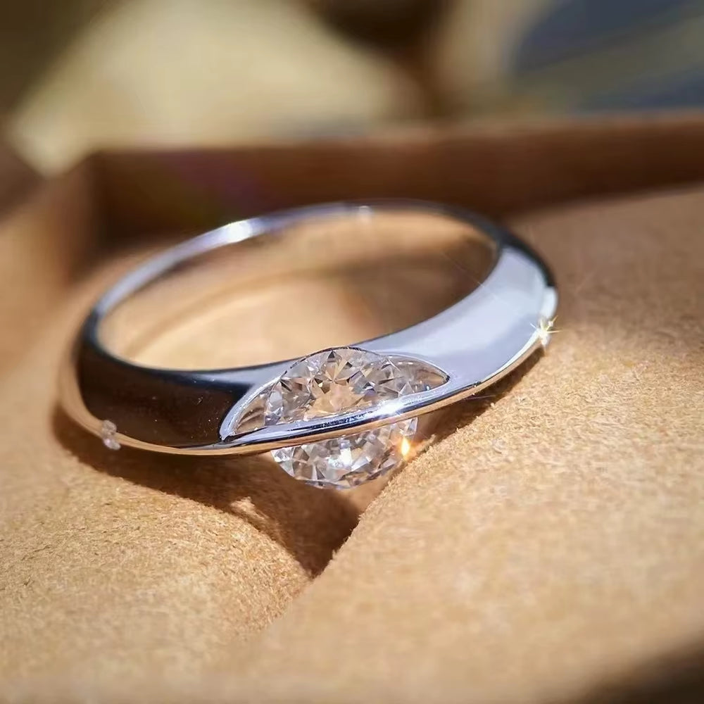 1Carat Moissanite Wedding Ring for Women 925 Sterling Silver Solitaire Sparkling Diamond Engagement Rings with Certificate