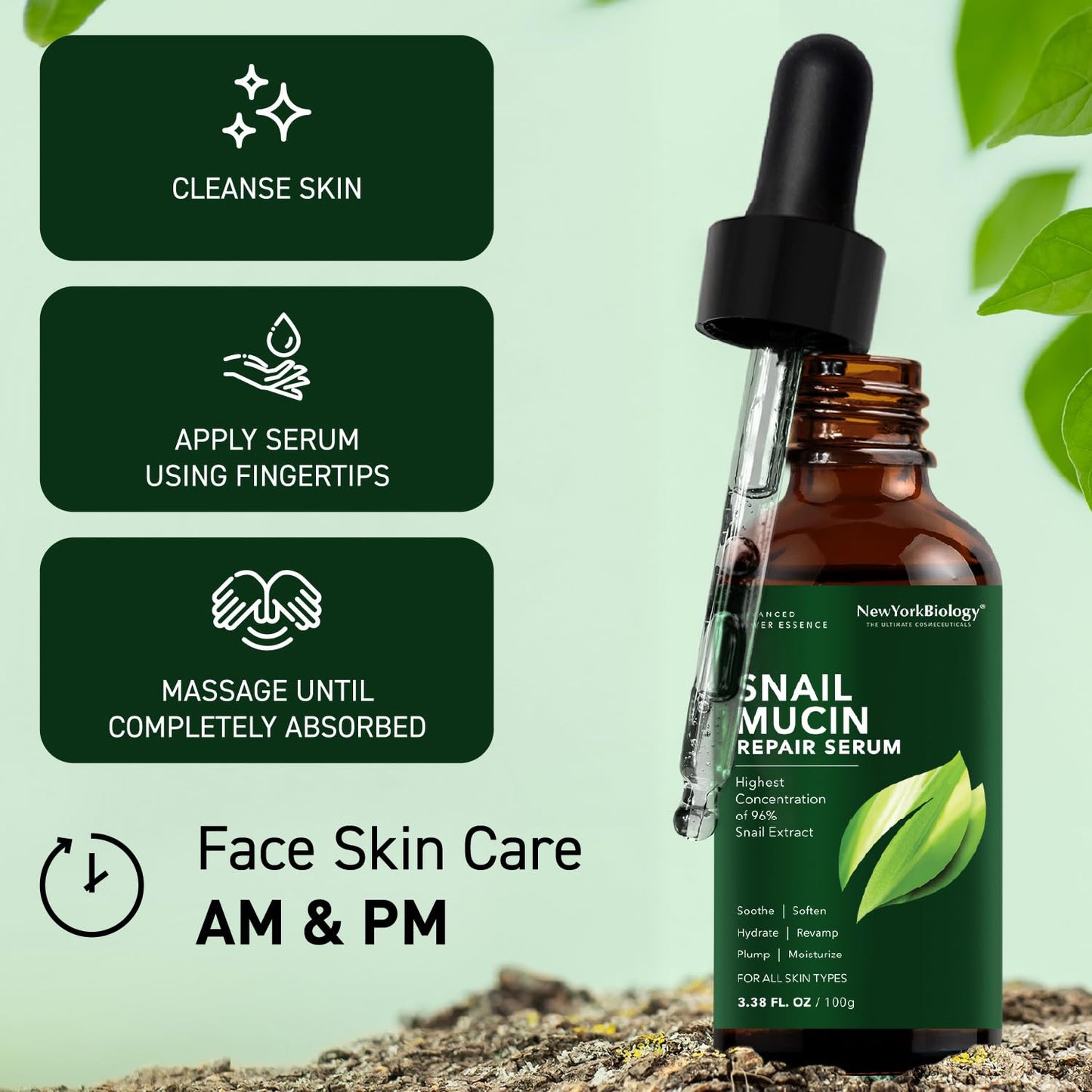 96% Snail Mucin Facial Serum – Moisture & Wrinkle Repair