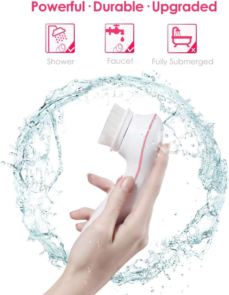 3-in-1 Facial Cleansing Brush Set w/ Travel Case – Dual-Speed, 3 Heads (Water-Resistant)