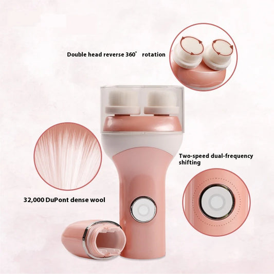 Gentle Dual-Head Skin Cleansing Brush – Adjustable Electric Facial Cleaner  