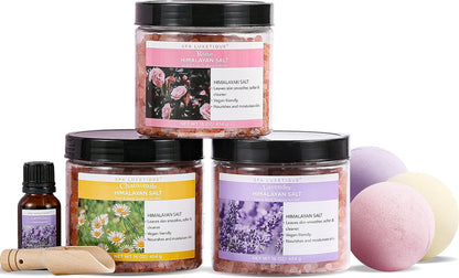 Smoothing Bath Salts Gift Set – 3 Scents (Lavender, Vanilla & Coconut) 3.17 lbs  