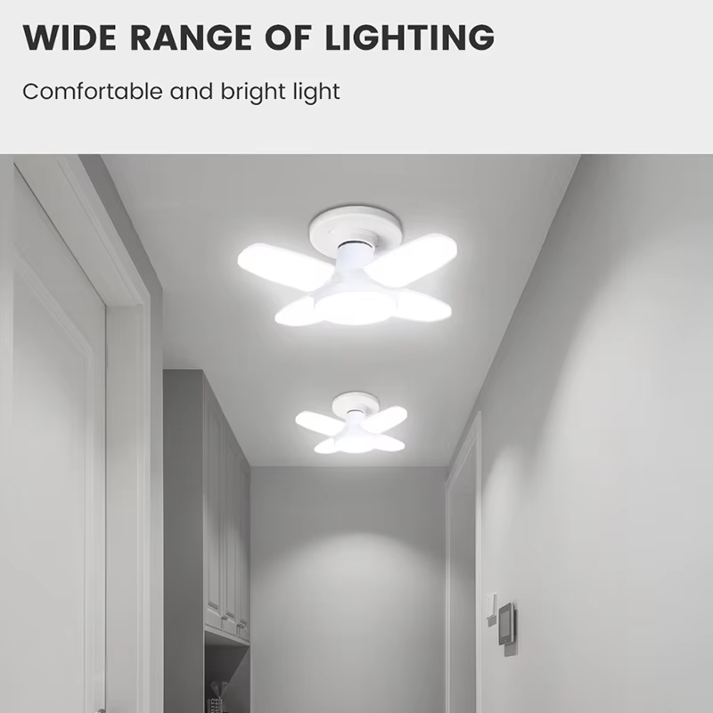 Foldable Fan-Shape LED Ceiling Bulb — High-Intensity Adjustable Light
