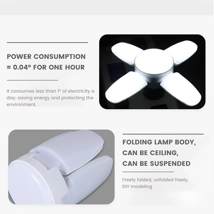 Foldable Fan-Shape LED Ceiling Bulb — High-Intensity Adjustable Light