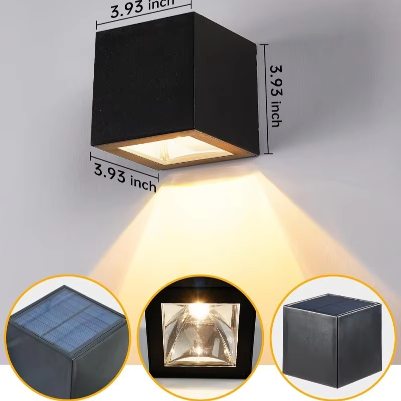 Square Solar Wall Lantern — IP65 Garden and Balcony Sensor Light