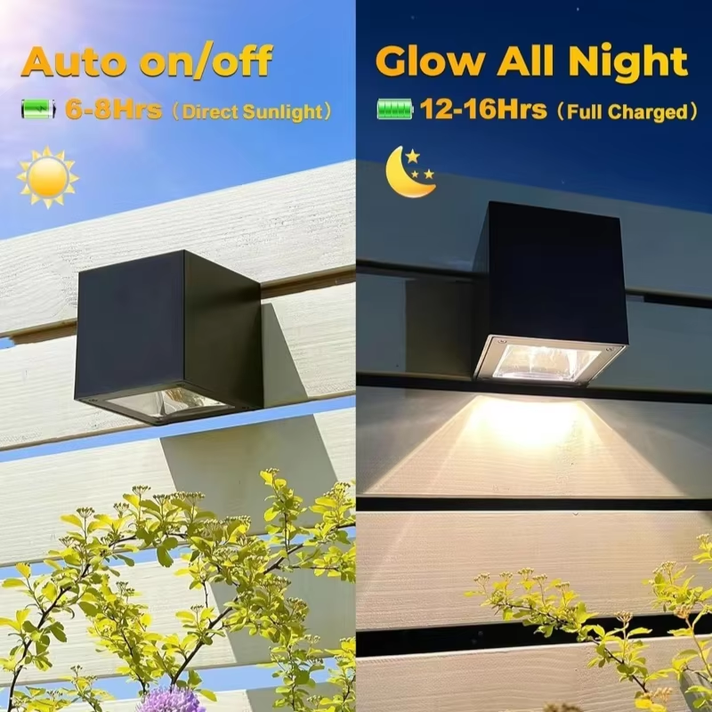 Square Solar Wall Lantern — IP65 Garden and Balcony Sensor Light