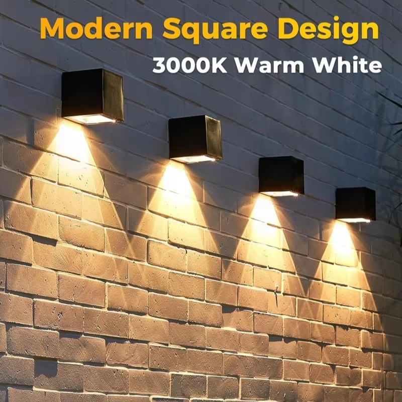 Square Solar Wall Lantern — IP65 Garden and Balcony Sensor Light