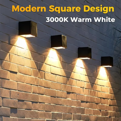 Square Solar Wall Lantern — IP65 Garden and Balcony Sensor Light