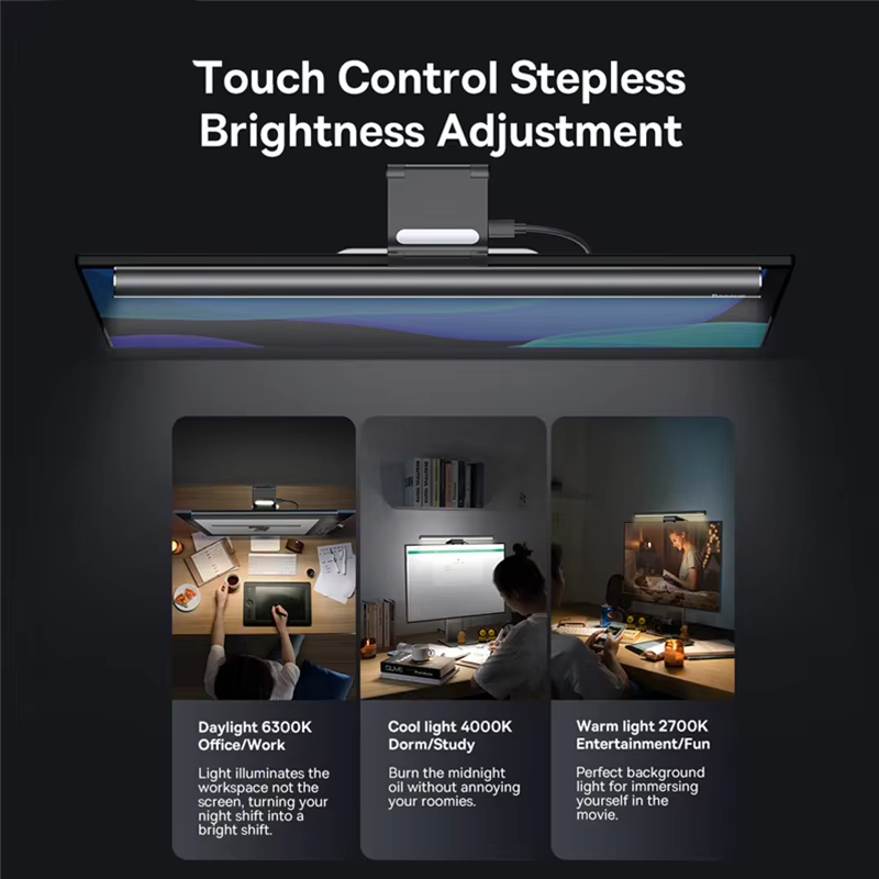 Screen‑Mounted USB Desk Light — Minimalist Monitor Task Lamp