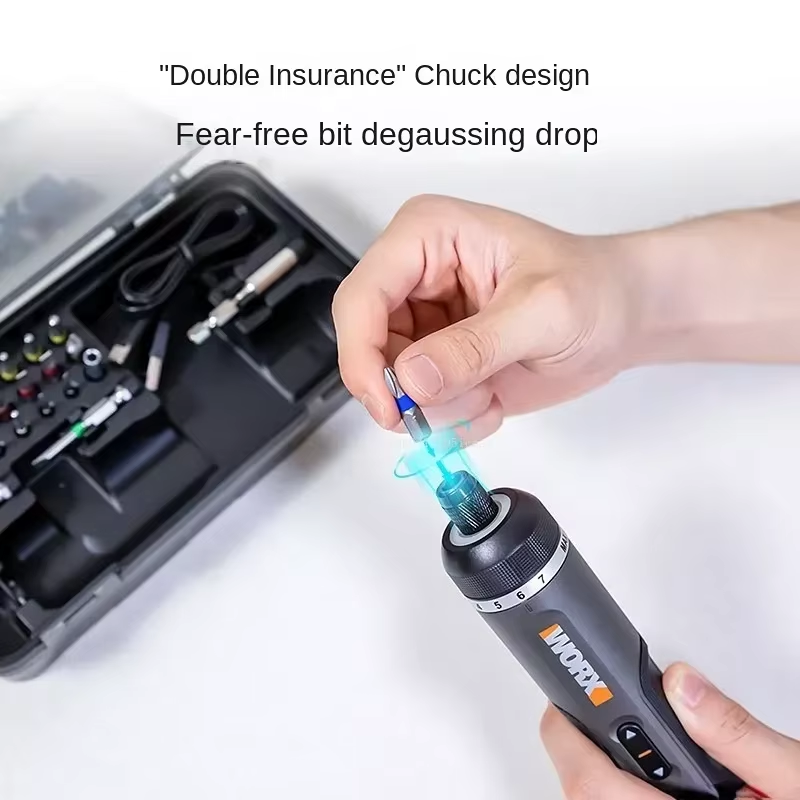 WORX WX242 4V Smart Cordless Electric Screwdriver — USB Rechargeable with 30-Bit Set