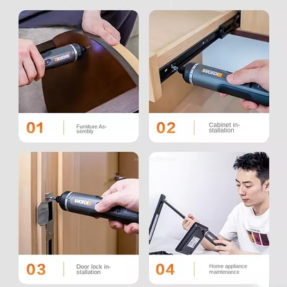 WORX WX242 4V Smart Cordless Electric Screwdriver — USB Rechargeable with 30-Bit Set