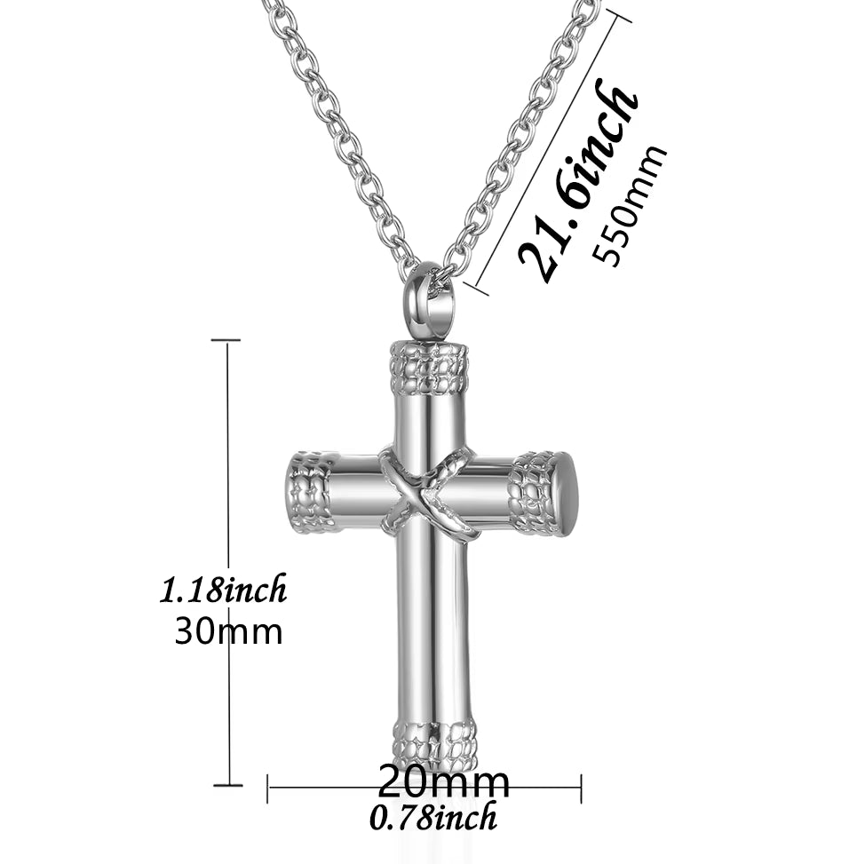 Eternal Grace Cross Pendant – Stainless Steel Memorial Ashes Necklace