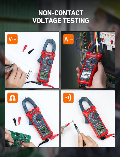 Digital Clamp Meter Multimeter 2000 Counts Amp Voltage Tester Auto-Ranging with AC/DC Voltage, AC Current, Resistance, Capacitance, Continuity, Live Wire Test, NCV, Blue