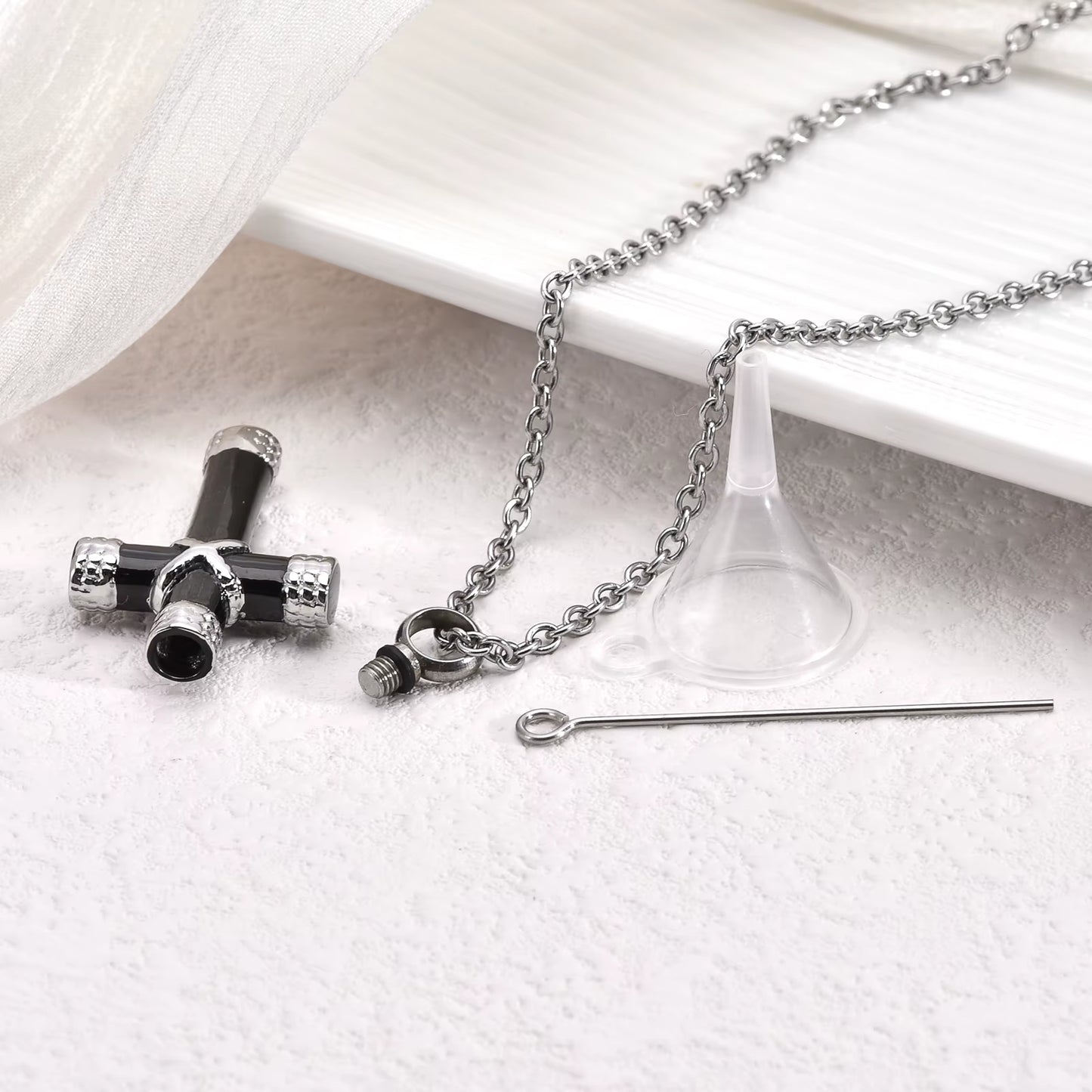 Eternal Grace Cross Pendant – Stainless Steel Memorial Ashes Necklace