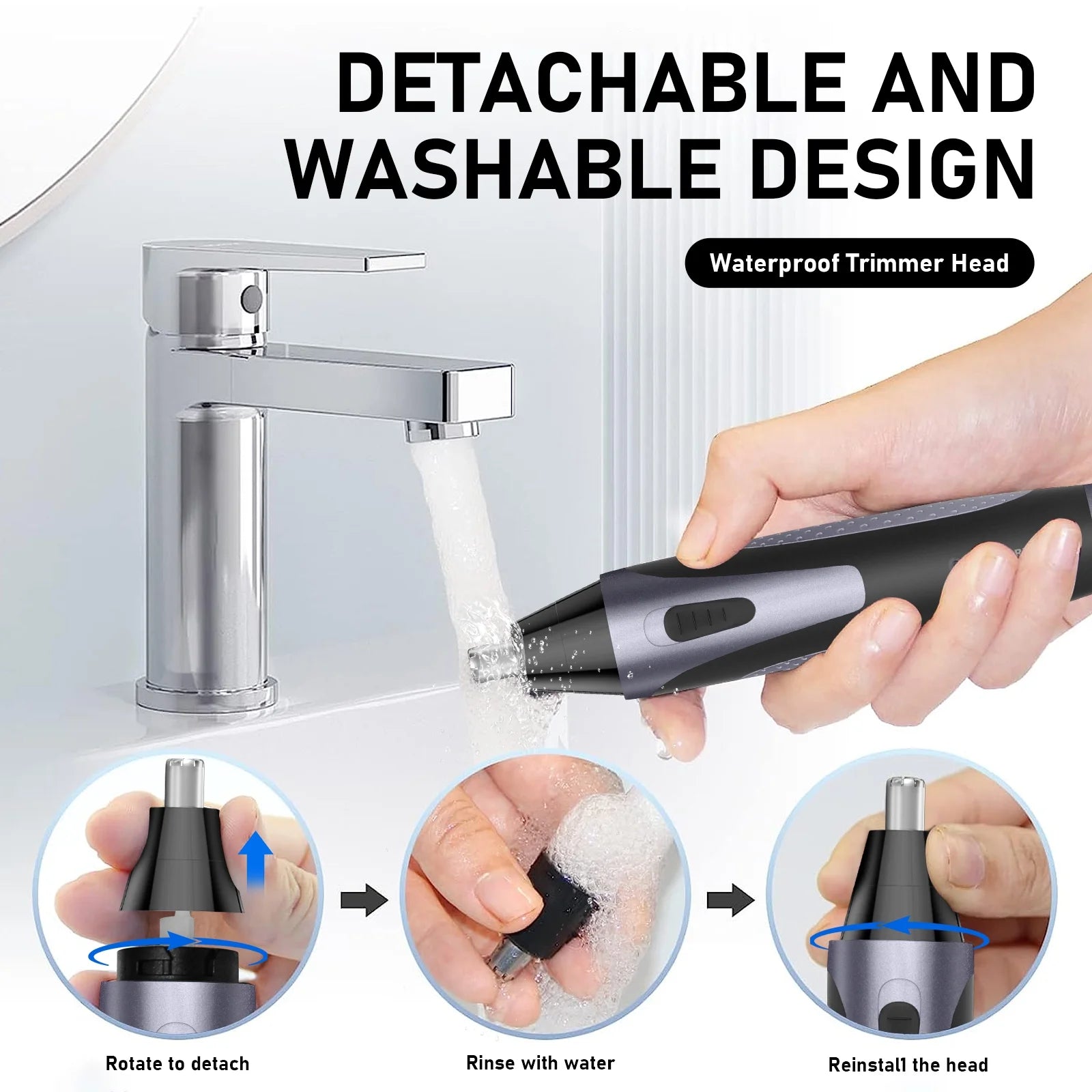 4-in-1 Rechargeable Nose, Beard & Eyebrow Trimmer – Precision Grooming Kit (Waterproof)