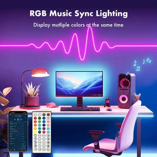 EU Plug DC24V 3535 RGB Neon LED Strip 5/10/15/20/30M Bluetooth Music Sync Waterproof Neon Rope Light for Indoor Outdoor Decor