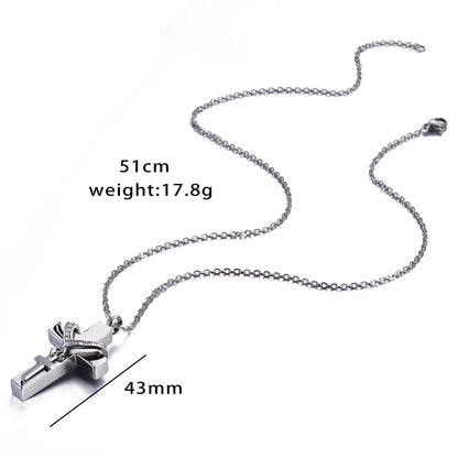  Dual Cross Faith Pendant – Unisex Stainless Steel Memorial Necklace