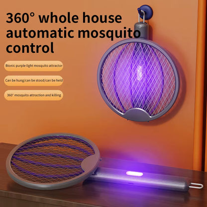 Foldable 3-in-1 Electric Mosquito Slayer — Swatter • UV Anti-Mosquito Lamp • Wall-Mounted Rechargeable Guardian