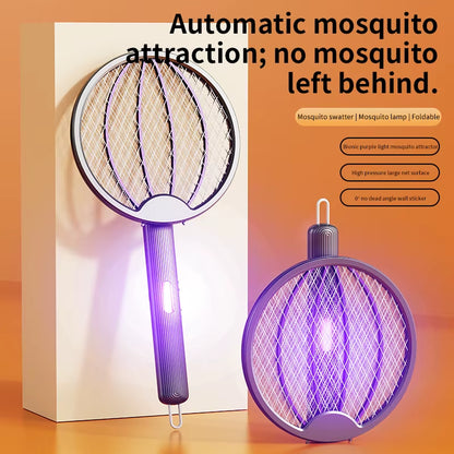 Foldable 3-in-1 Electric Mosquito Slayer — Swatter • UV Anti-Mosquito Lamp • Wall-Mounted Rechargeable Guardian