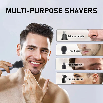 4-in-1 Rechargeable Nose, Beard & Eyebrow Trimmer – Precision Grooming Kit (Waterproof)