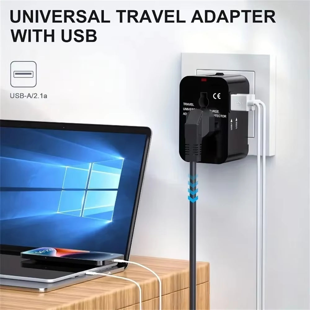Dual USB Ports Universal Travel Adapter UK to EU Plug Adapter Wall Charger AC Power Converter World for USA EU UK AUS