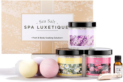 Smoothing Bath Salts Gift Set – 3 Scents (Lavender, Vanilla & Coconut) 3.17 lbs  