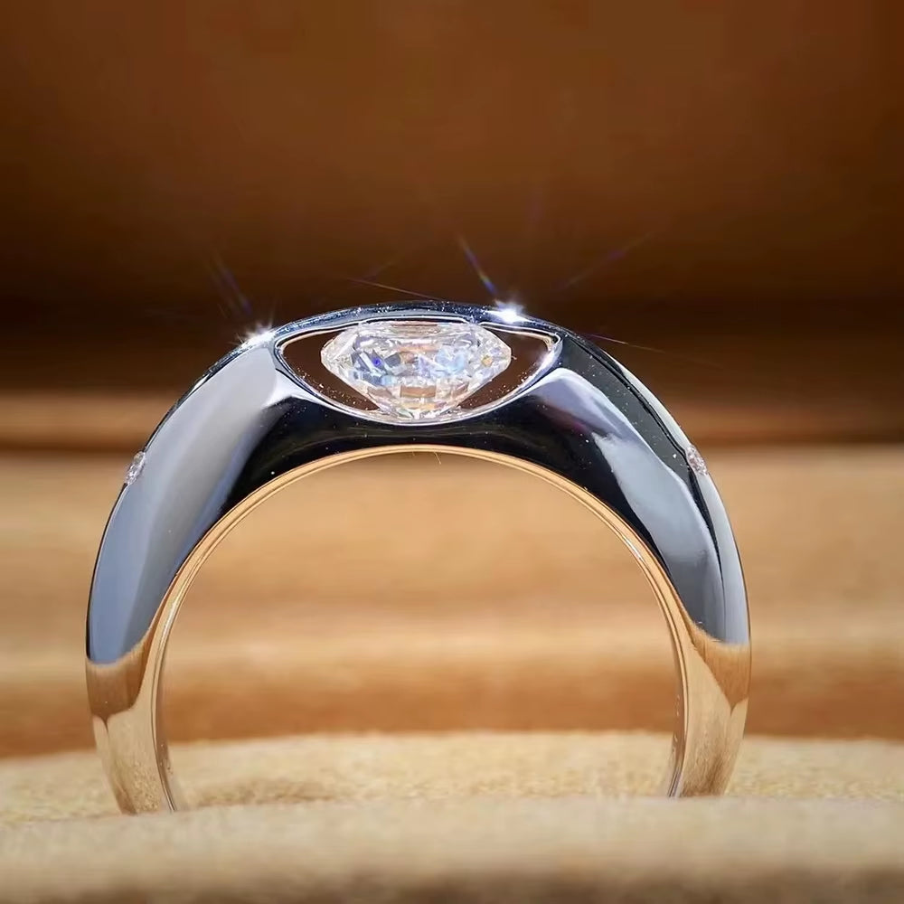 1Carat Moissanite Wedding Ring for Women 925 Sterling Silver Solitaire Sparkling Diamond Engagement Rings with Certificate